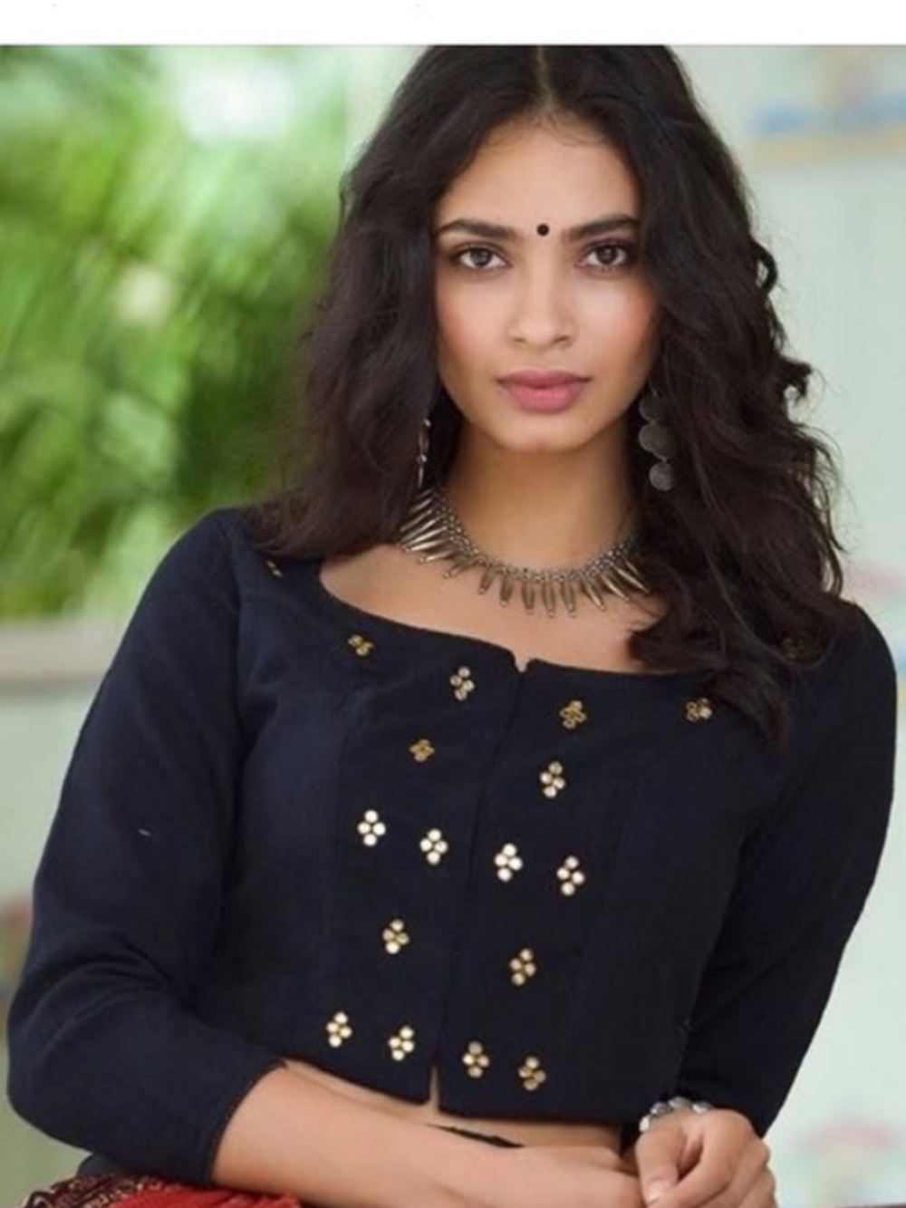 Brand new Fabindia Black Embellished bohemian Stylish Crop Blouse